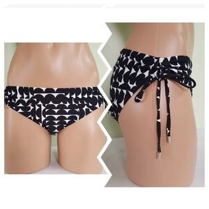 Calvin Klein Swimwear Geometric Black & White Side Tie Hipster Bikini Bottom XS
